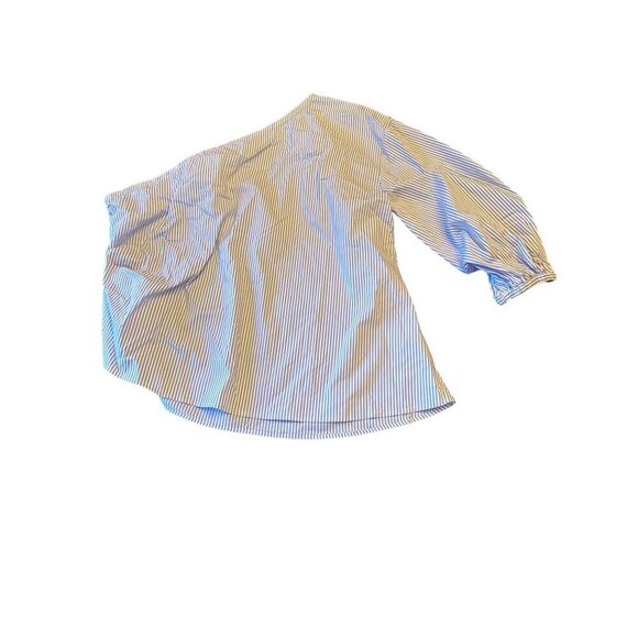 Jason Wu/Eloquii Blue & White Striped Off-The-Shoulder Blouse Size 24 - Picture 3 of 4